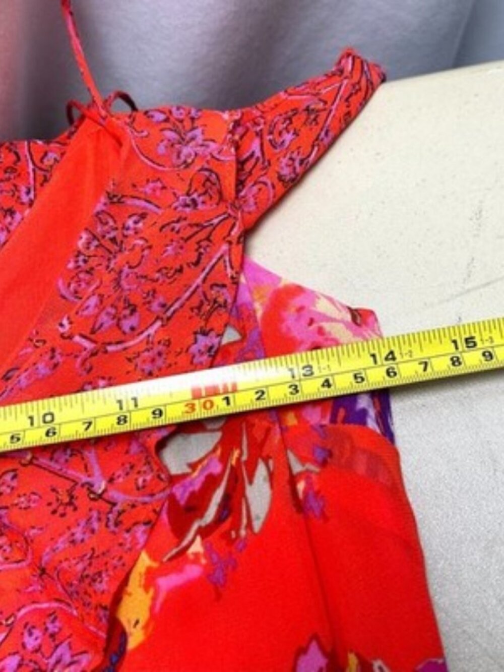 Anthropologie Maeve Grecia Red Off Shoulder Ruffle Dress Tomato Girl Coquette 0 - Picture 11 of 12